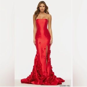 Sherri Hill Red Strapless Gown